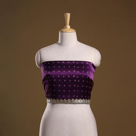 Kutch printed modal silk blouse piece with lace work 15