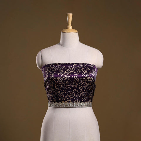 Kutch printed modal silk blouse piece with lace work 36