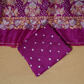 Kutch tie-dye bandhani dupion silk zari work 3pc unstitched
