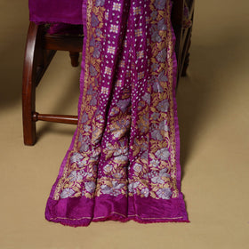 Kutch tie-dye bandhani dupion silk zari work 3pc unstitched