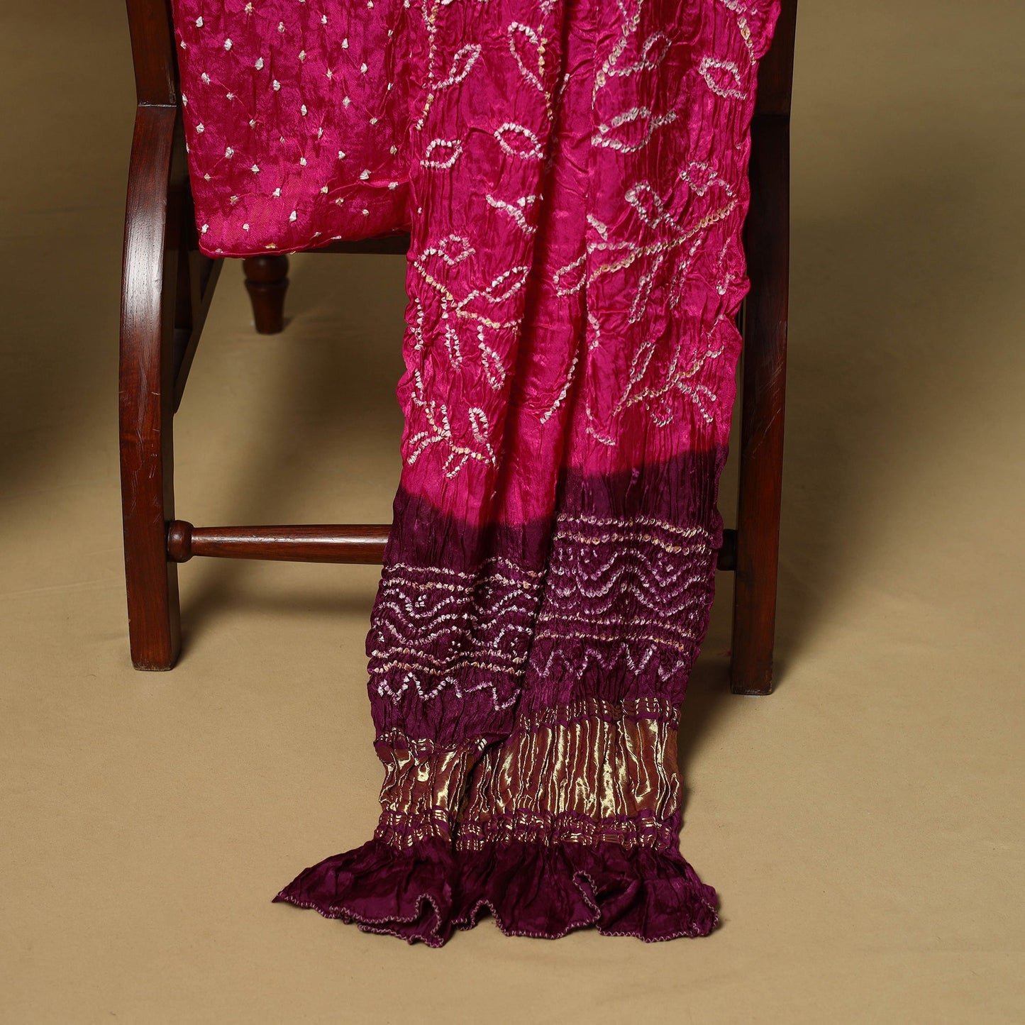 Kutch tie-dye bandhani modal silk 3pc unstitched dress