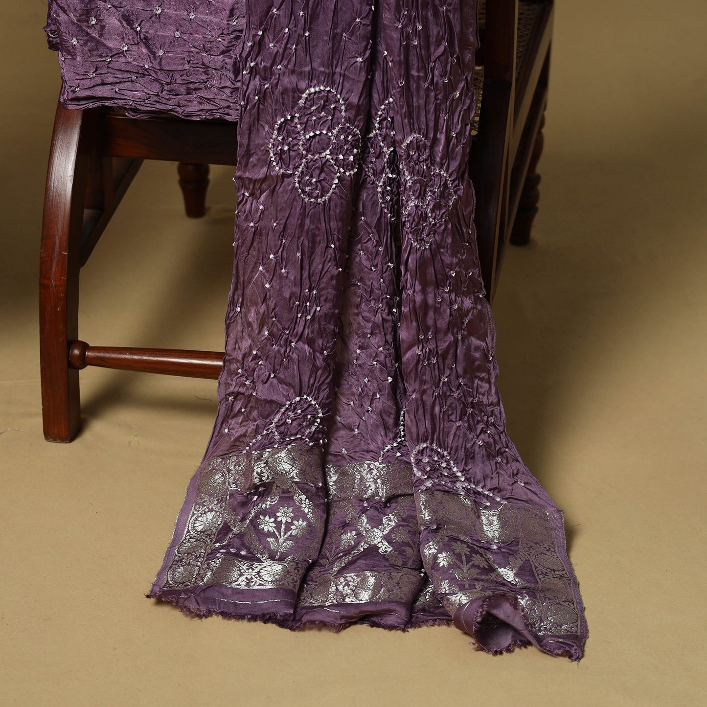 Kutch tie-dye bandhani modal silk meenakari zari work 3pc