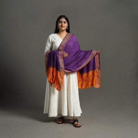  Kutch Tie-Dye Chandrokhani Gajji Silk Bandhani Dupatta
