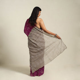 Purple - kutch tie-dye cotton bandhani saree 36