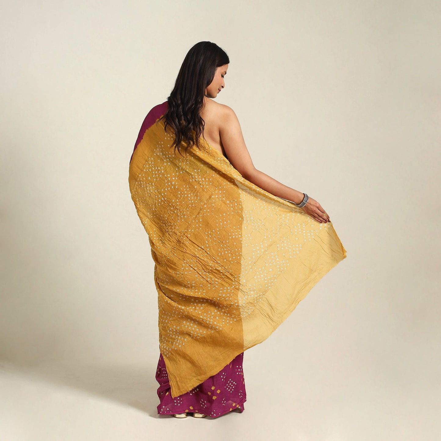 Purple Kutch Tie-Dye Cotton Bandhani Saree