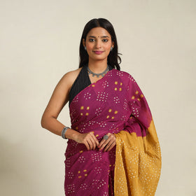 Purple Kutch Tie-Dye Cotton Bandhani Saree