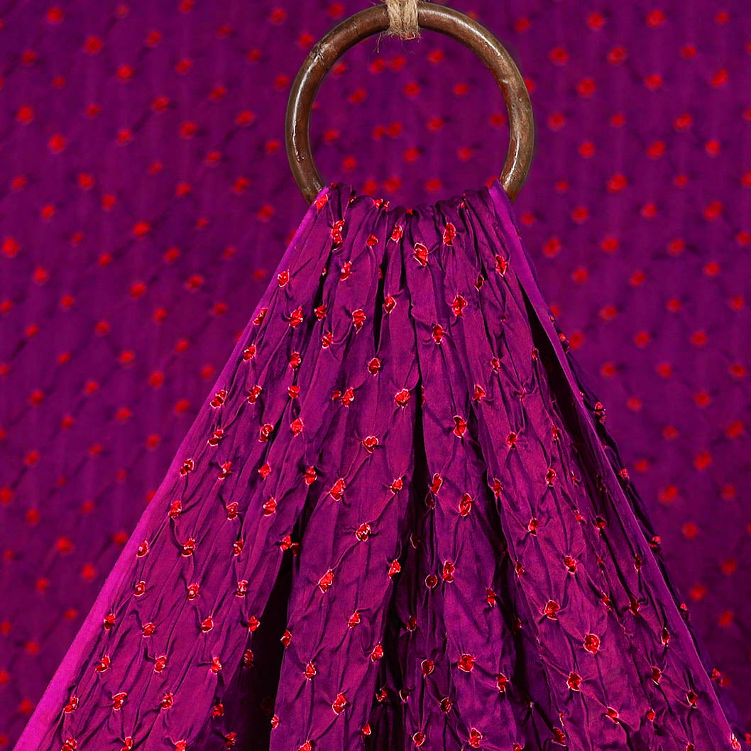 Purple - Kutch Tie-Dye Modal Silk Bandhani Fabric 14