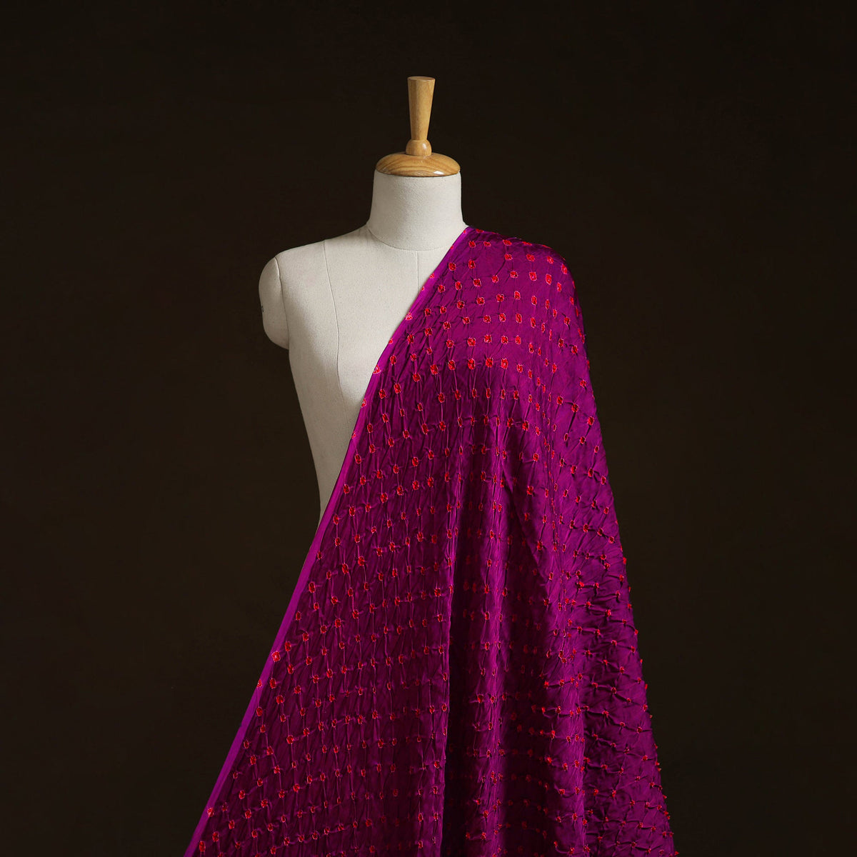 Purple - Kutch Tie-Dye Modal Silk Bandhani Fabric 14