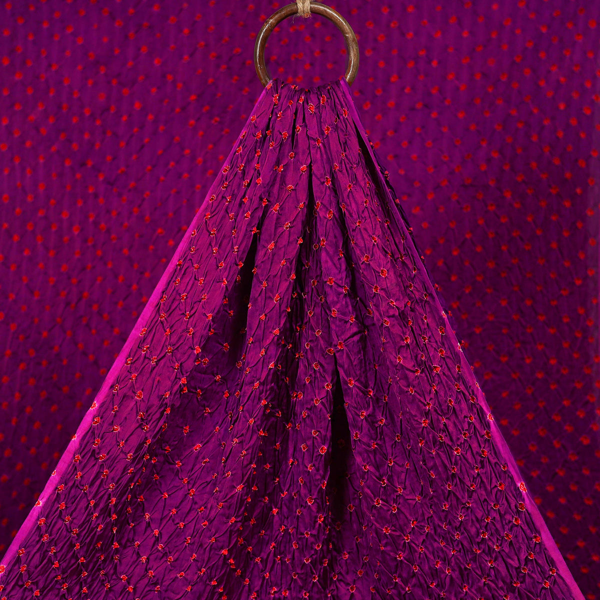 Purple - Kutch Tie-Dye Modal Silk Bandhani Fabric 14