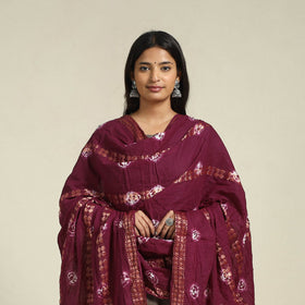 Purple - kutch tie-dye mul cotton bandhani dupatta 07