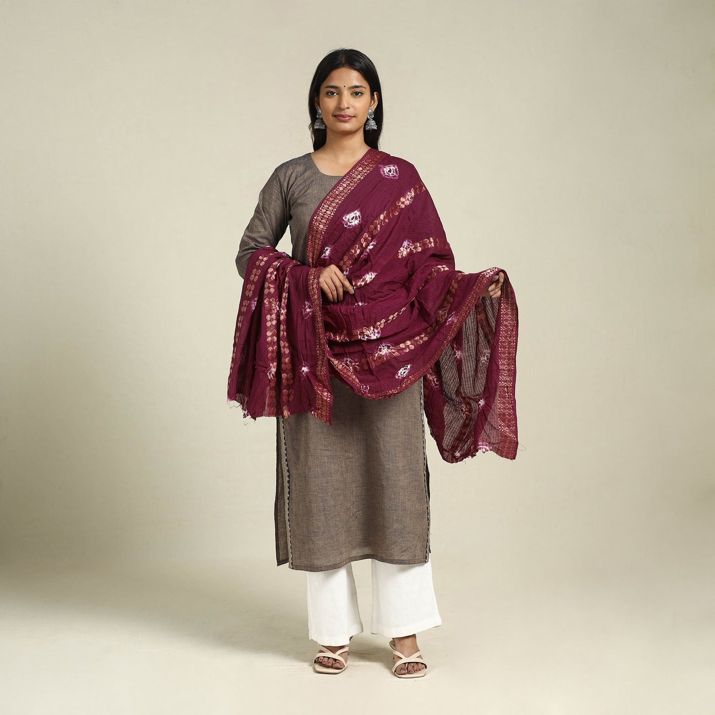 Purple - kutch tie-dye mul cotton bandhani dupatta 07