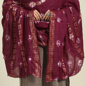 Purple - kutch tie-dye mul cotton bandhani dupatta 07