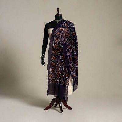 Purple Kutch Tie-Dye Mul Cotton Bandhani Dupatta