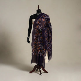 Purple Kutch Tie-Dye Mul Cotton Bandhani Dupatta