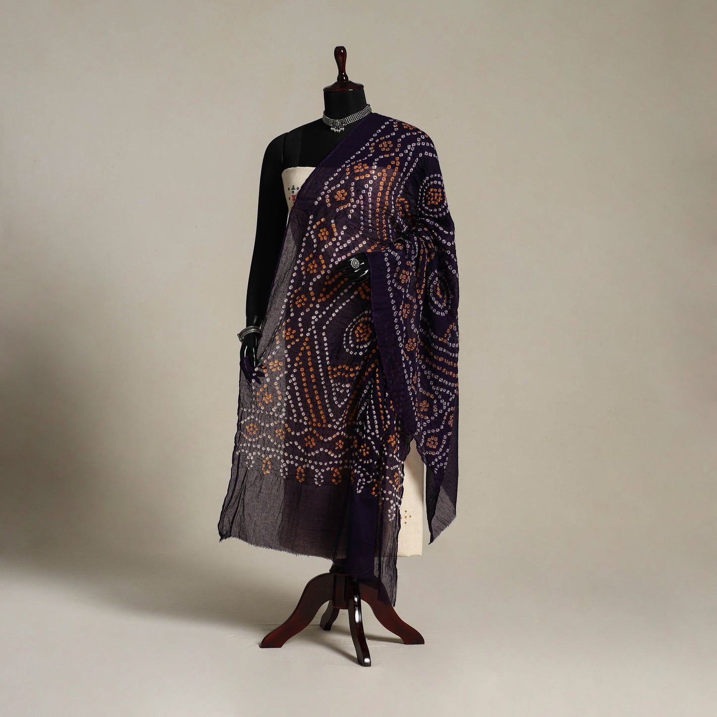Purple Kutch Tie-Dye Mul Cotton Bandhani Dupatta
