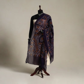 Purple Kutch Tie-Dye Mul Cotton Bandhani Dupatta