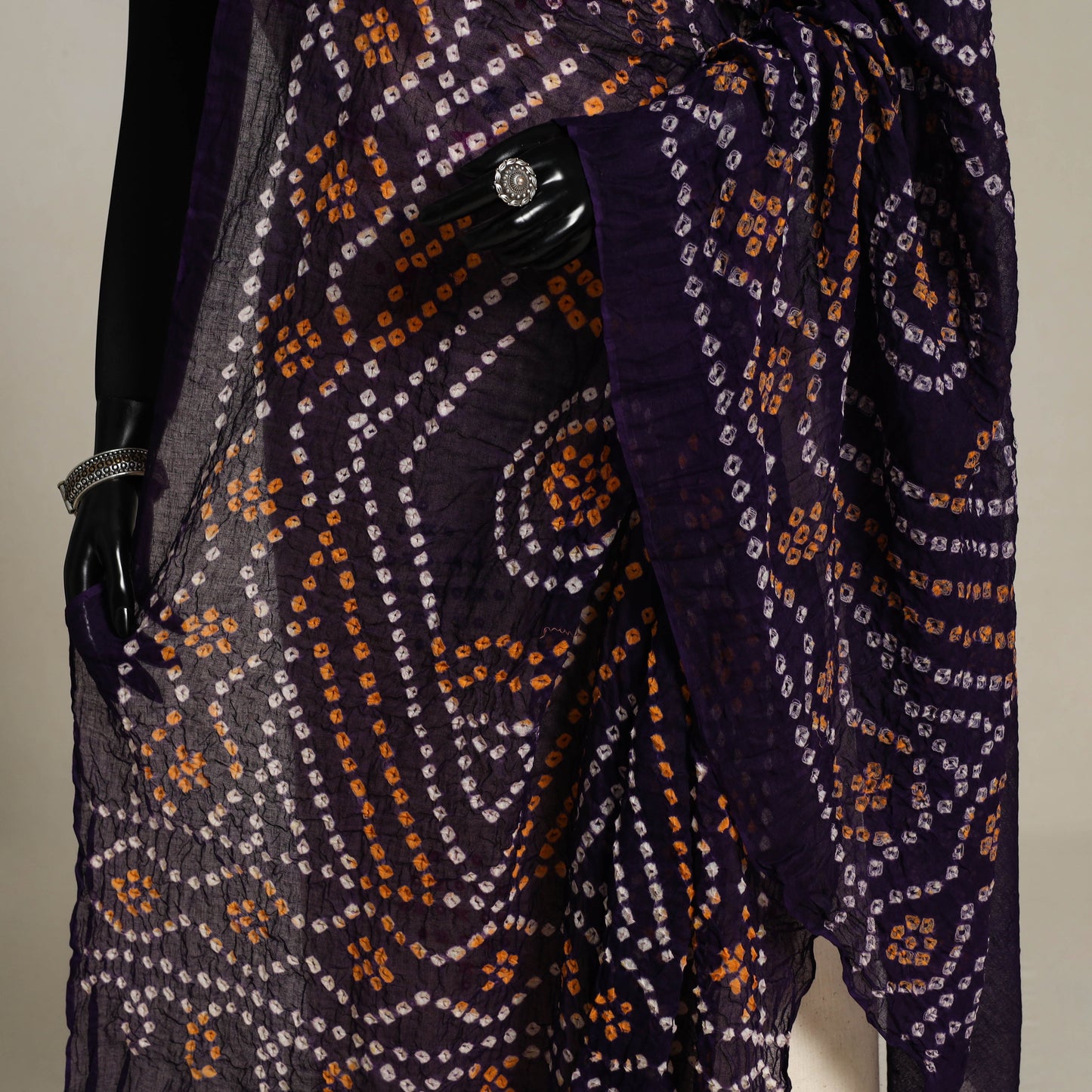 Purple Kutch Tie-Dye Mul Cotton Bandhani Dupatta