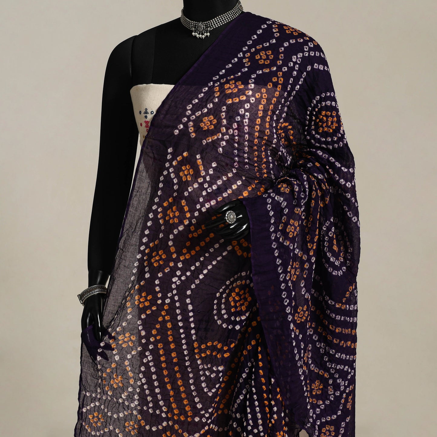 Purple Kutch Tie-Dye Mul Cotton Bandhani Dupatta