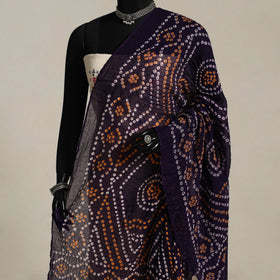 Purple Kutch Tie-Dye Mul Cotton Bandhani Dupatta
