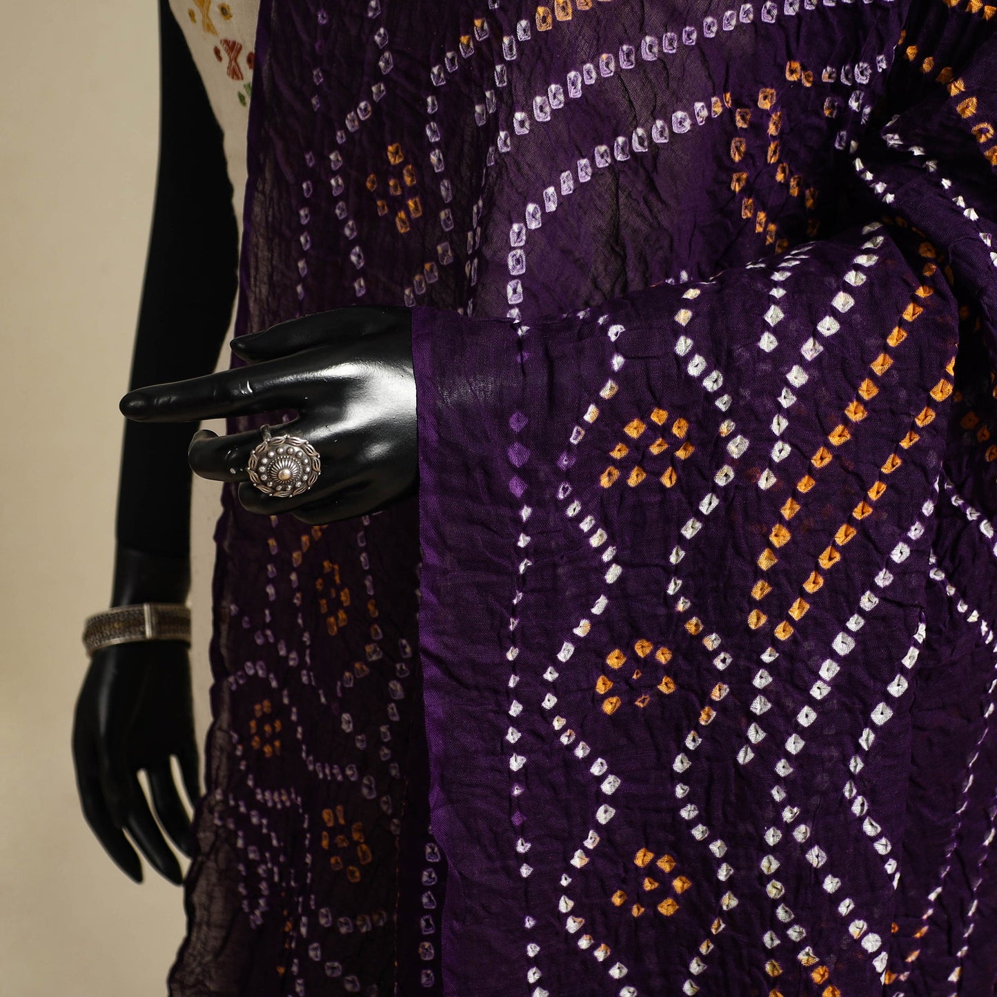 Purple - kutch tie-dye mul cotton bandhani dupatta 24