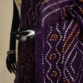 Purple - kutch tie-dye mul cotton bandhani dupatta 24