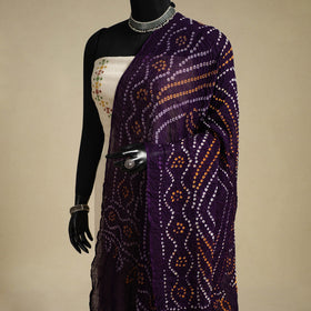 Purple - kutch tie-dye mul cotton bandhani dupatta 24
