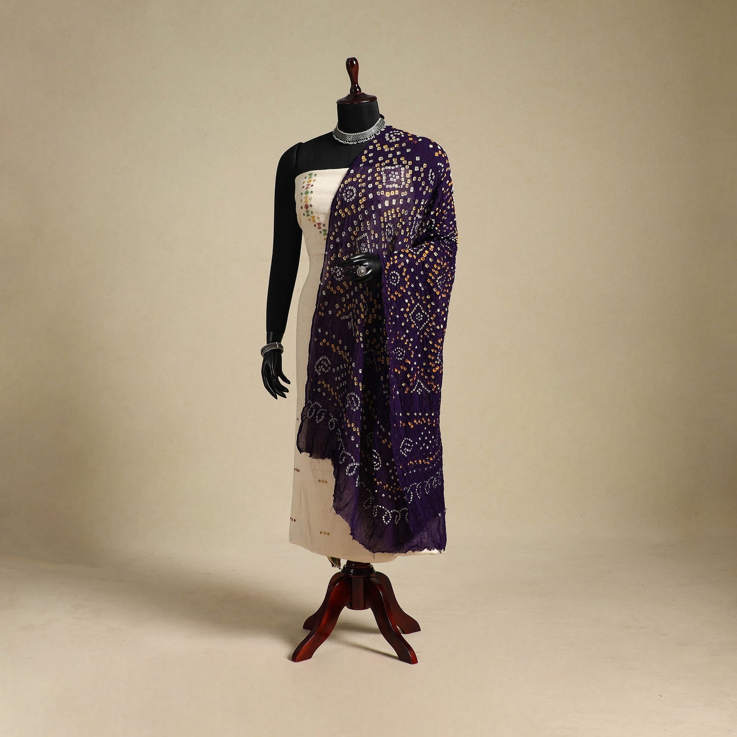 Purple - kutch tie-dye mul cotton bandhani dupatta 46