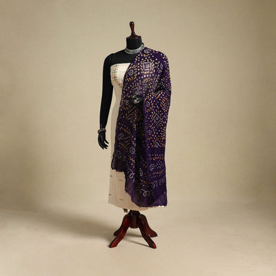 Purple - kutch tie-dye mul cotton bandhani dupatta 46