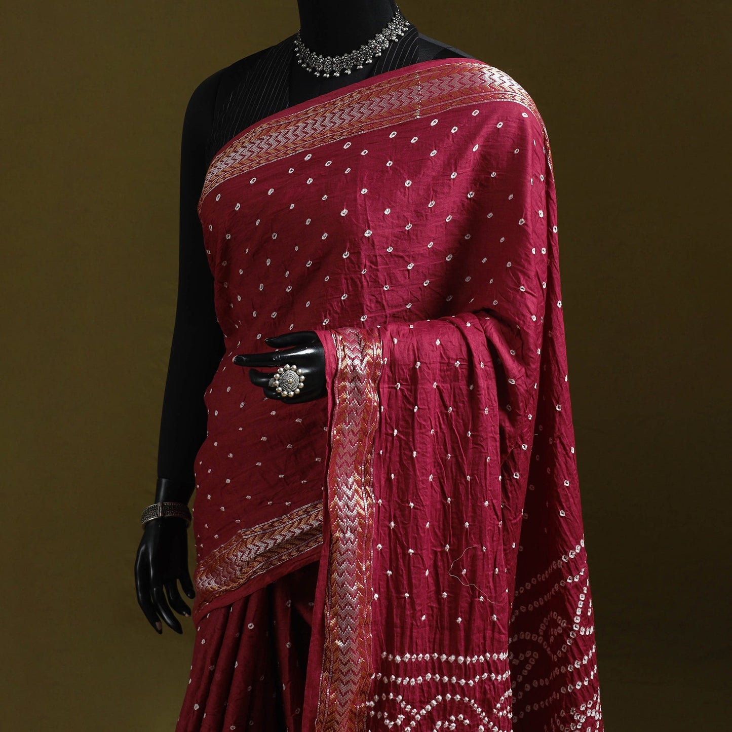 Kutch tie-dye pure cotton bandhani saree with border 22