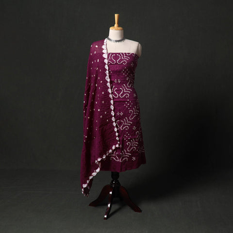 Kutch tie-dye satin cotton bandhani 3pc unstitched dress