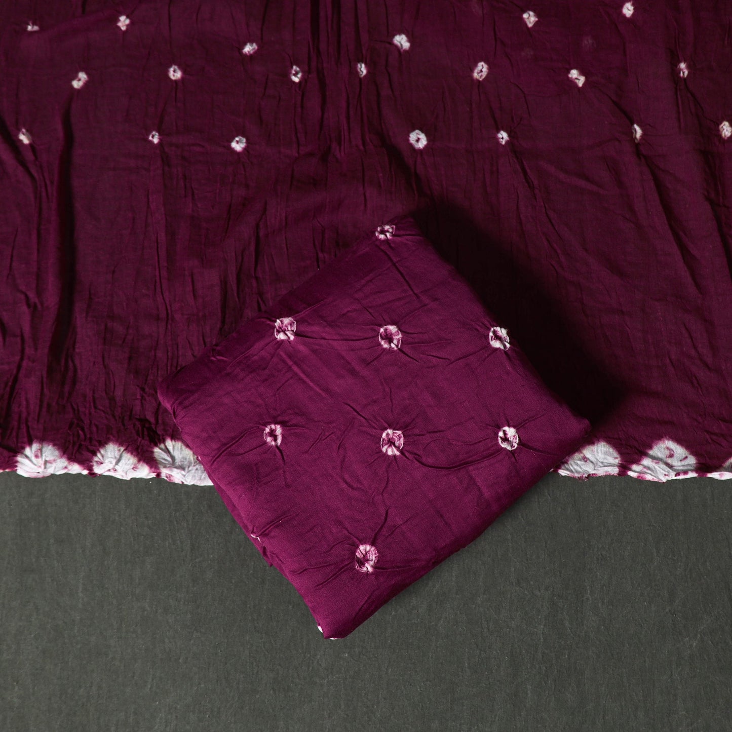 Kutch tie-dye satin cotton bandhani 3pc unstitched dress