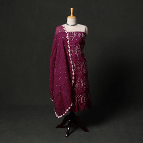 Kutch tie-dye satin cotton bandhani 3pc unstitched dress