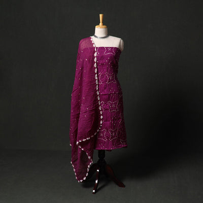 Kutch tie-dye satin cotton bandhani 3pc unstitched dress