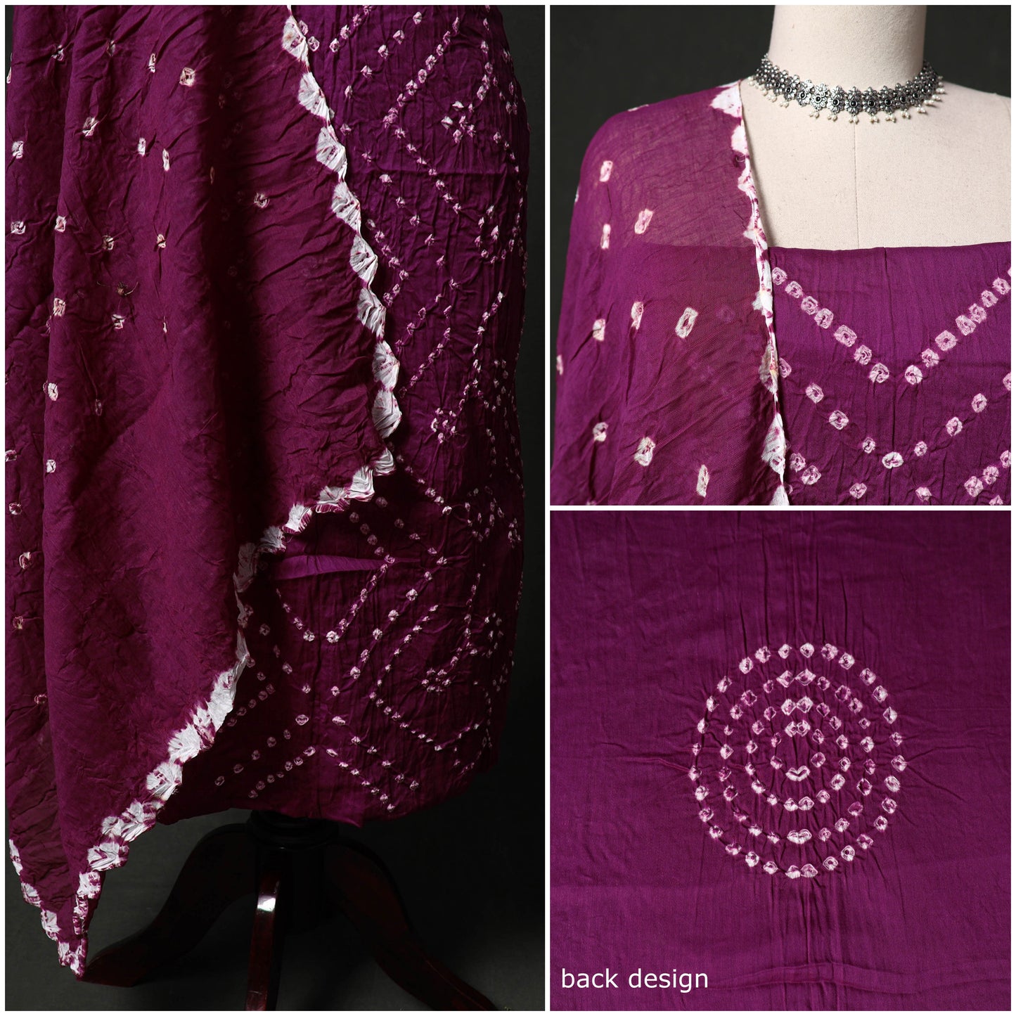 Kutch tie-dye satin cotton bandhani 3pc unstitched dress