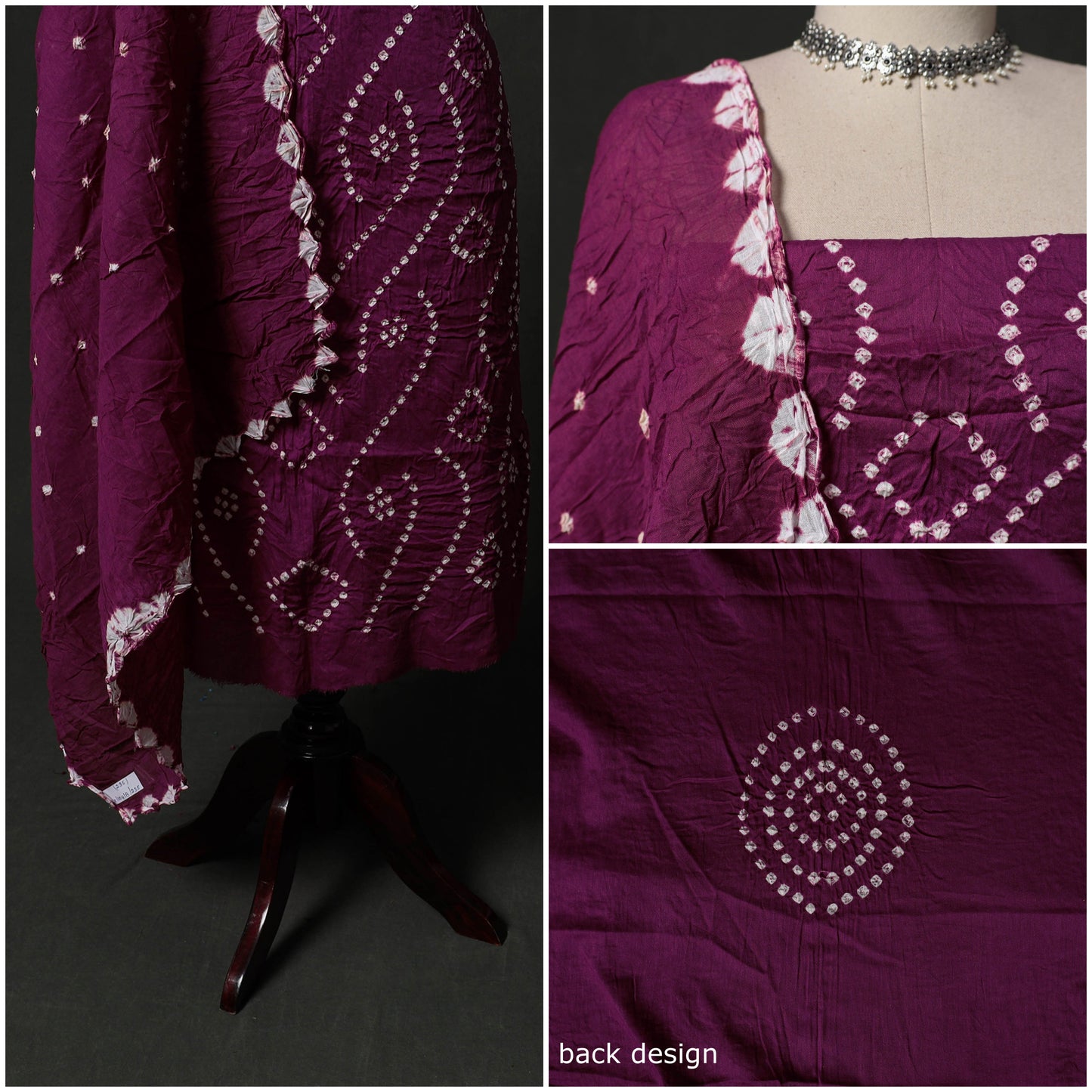 Kutch tie-dye satin cotton bandhani 3pc unstitched dress