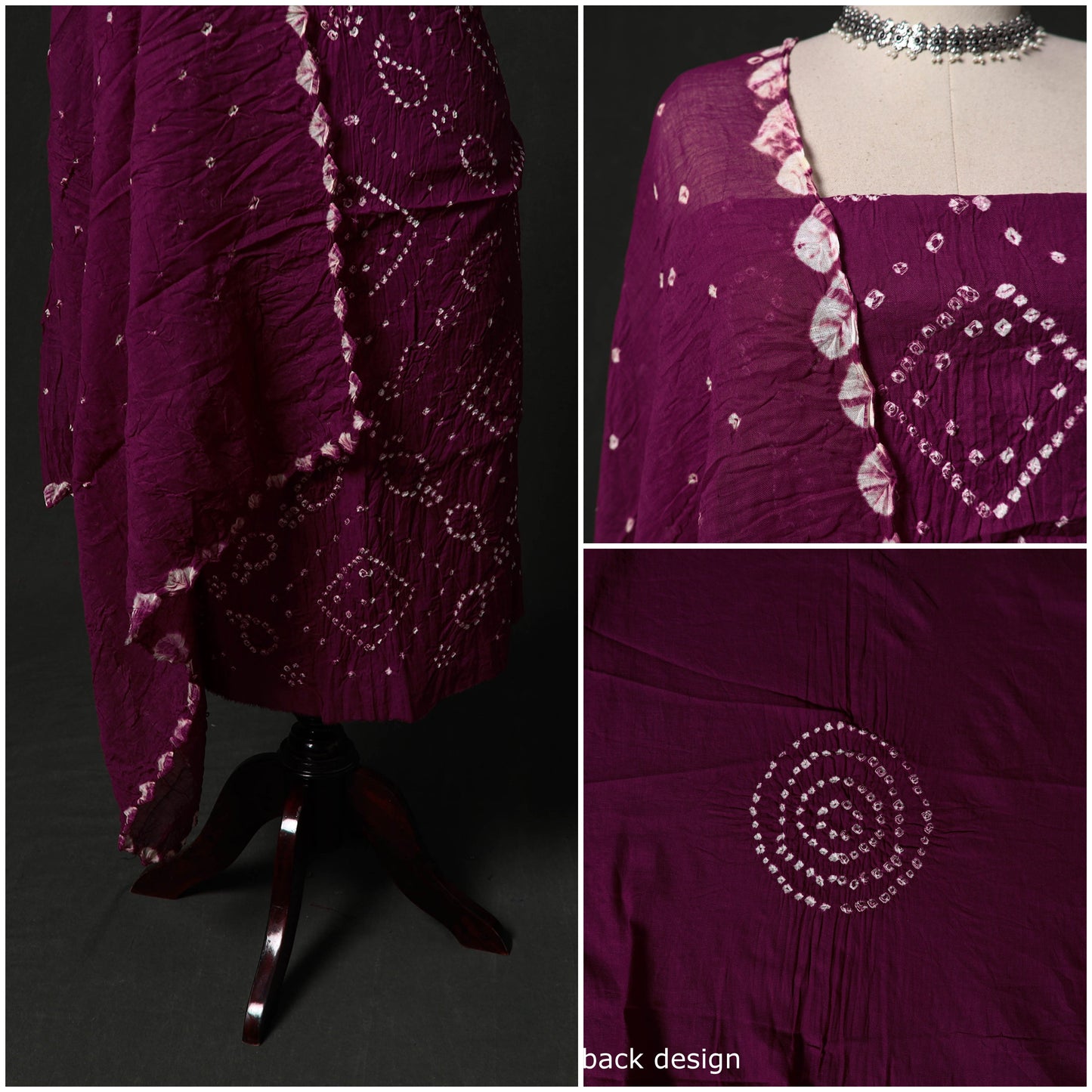 Kutch tie-dye satin cotton bandhani 3pc unstitched dress