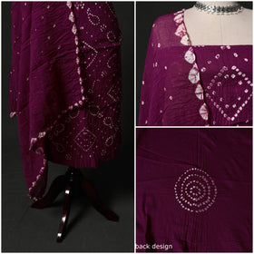 Kutch tie-dye satin cotton bandhani 3pc unstitched dress