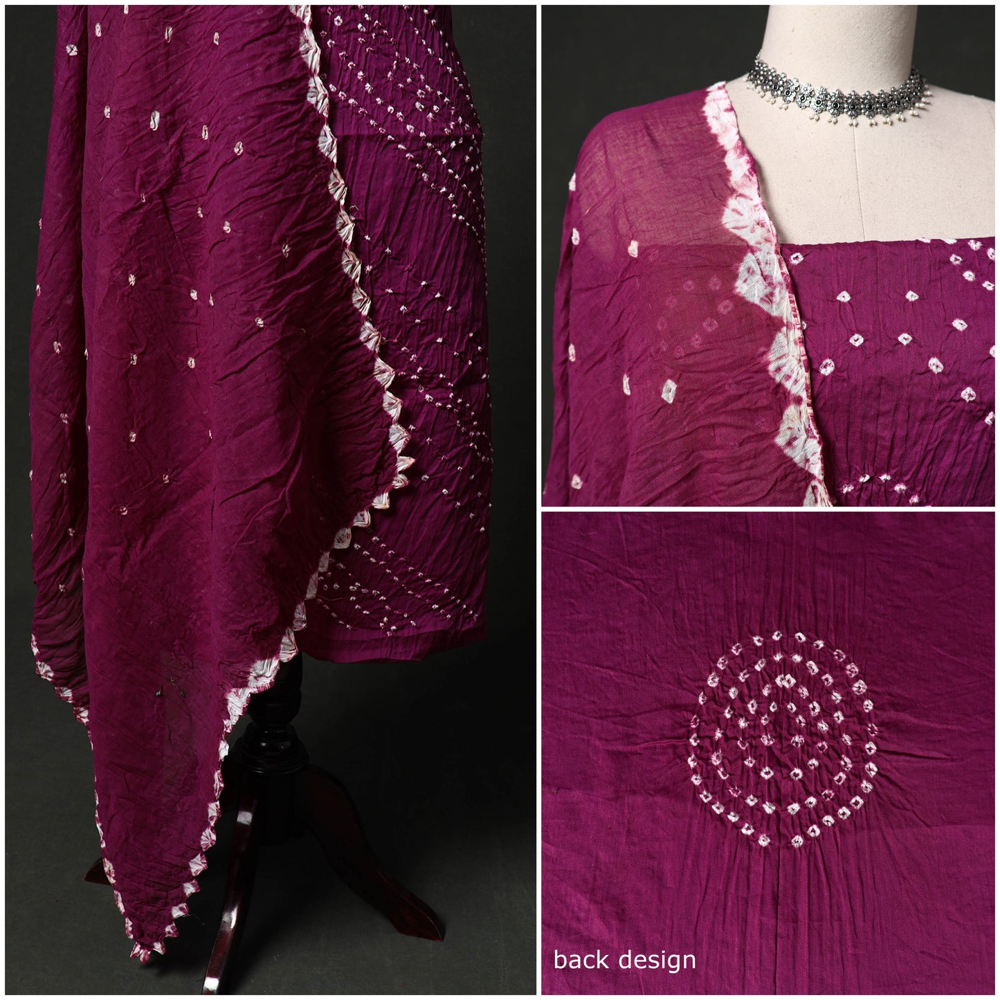 Kutch tie-dye satin cotton bandhani 3pc unstitched dress