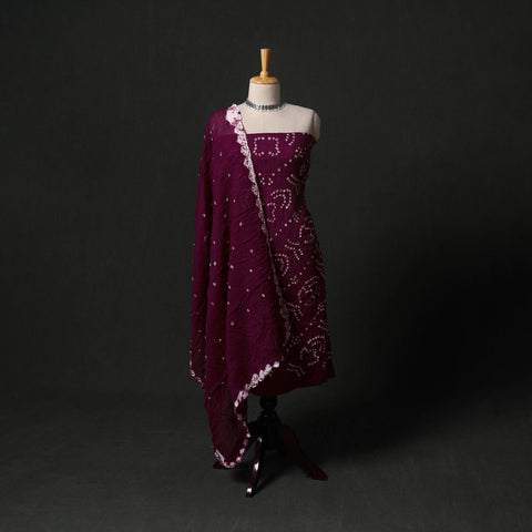 Kutch tie-dye satin cotton bandhani 3pc unstitched dress