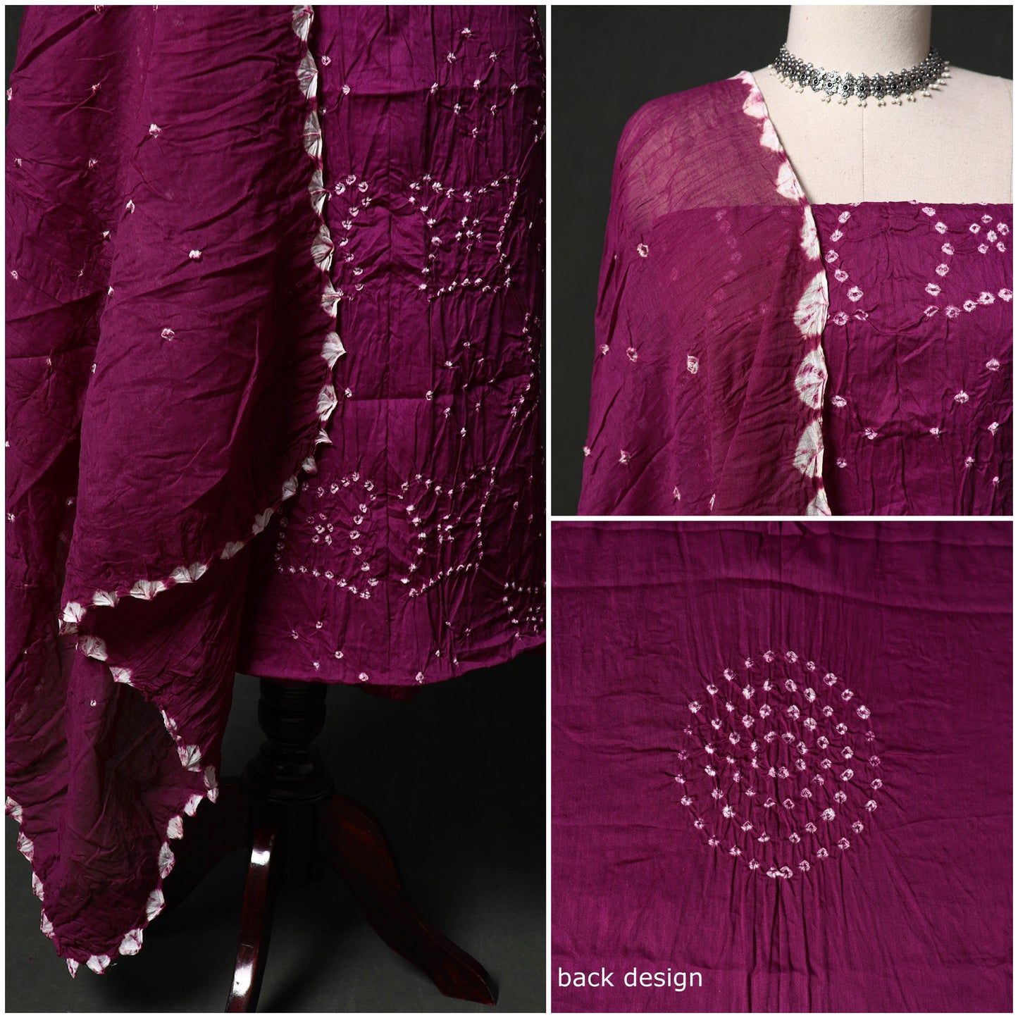Kutch tie-dye satin cotton bandhani 3pc unstitched dress