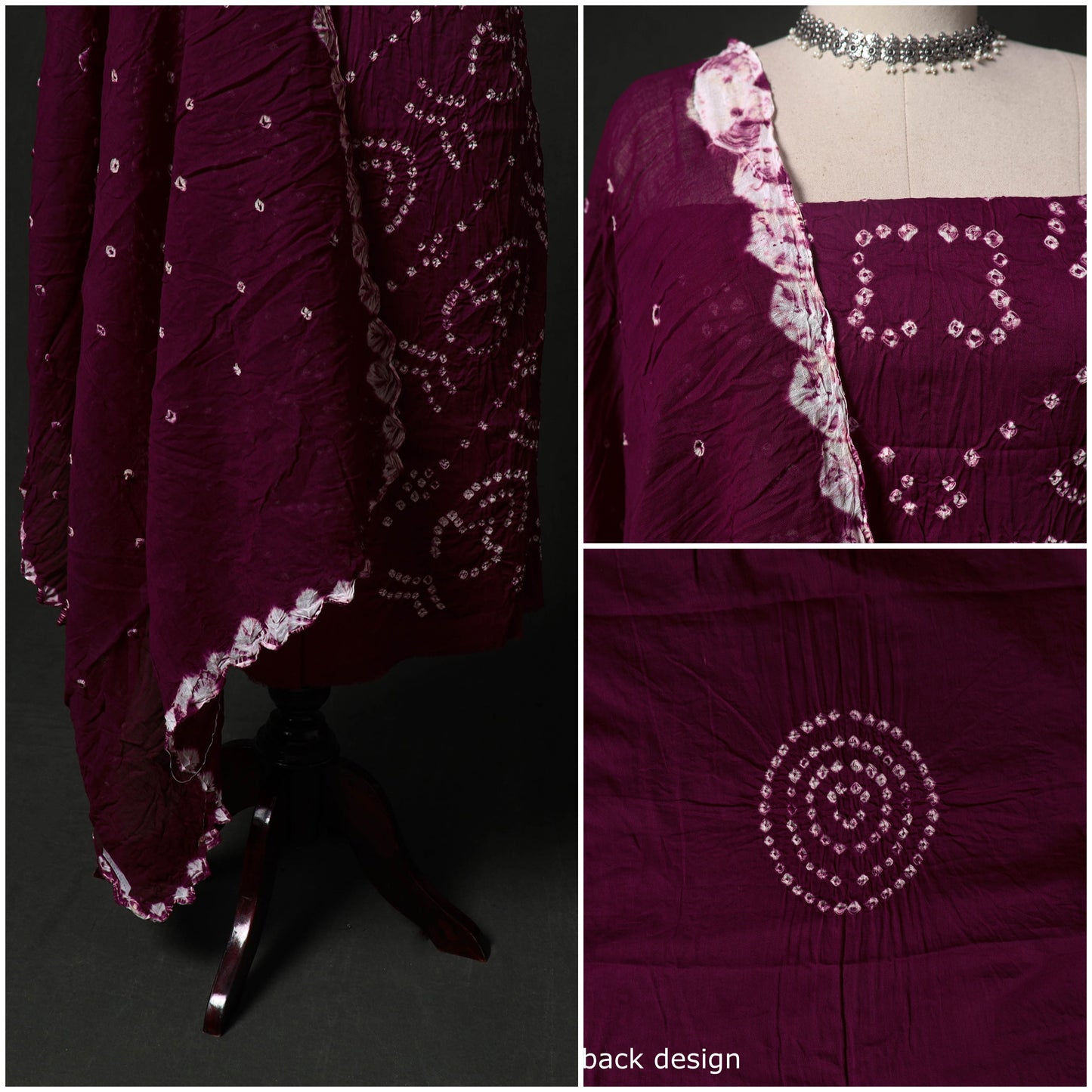 Kutch tie-dye satin cotton bandhani 3pc unstitched dress