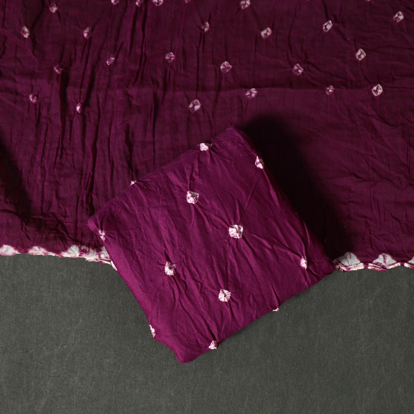 Kutch tie-dye satin cotton bandhani 3pc unstitched dress