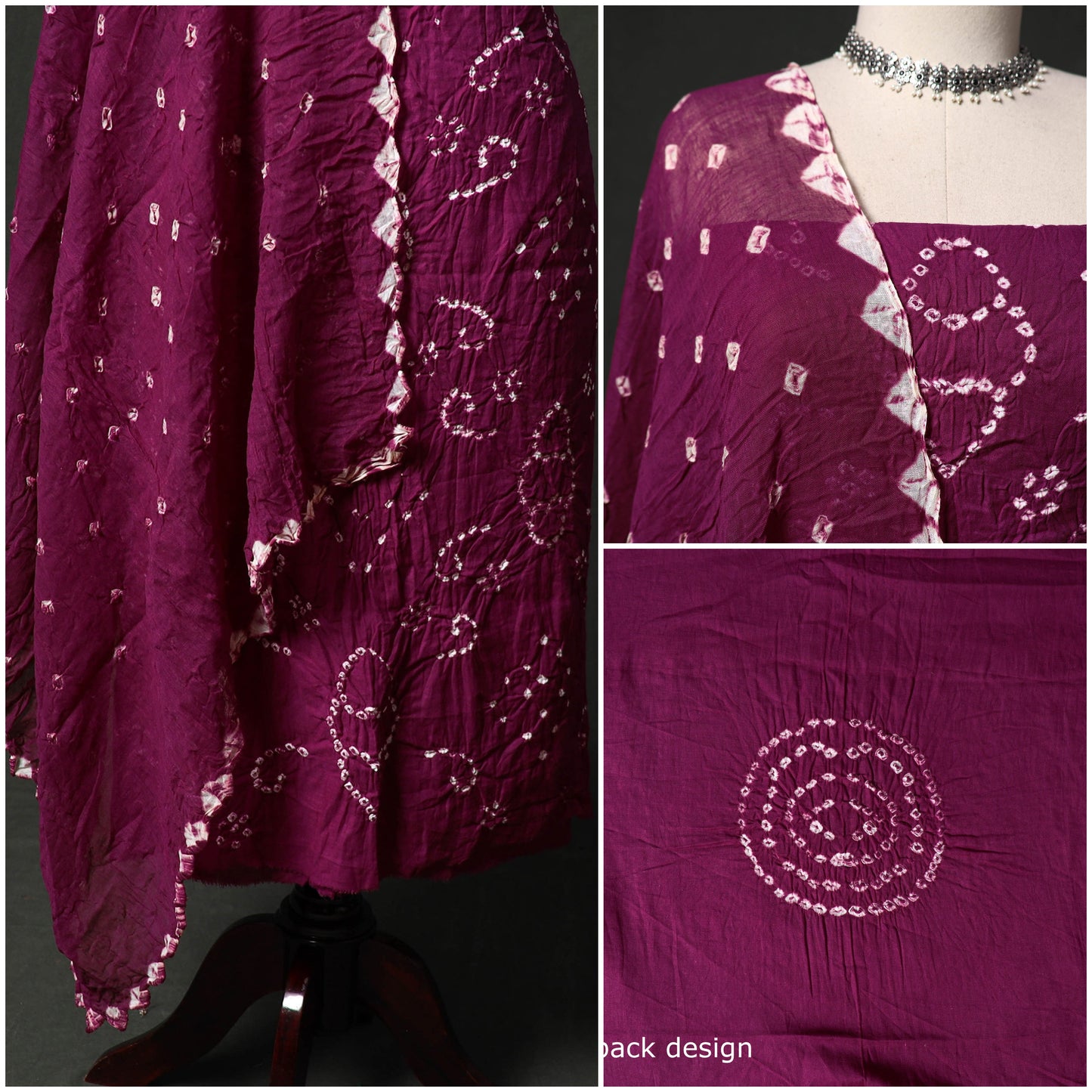 Kutch tie-dye satin cotton bandhani 3pc unstitched dress