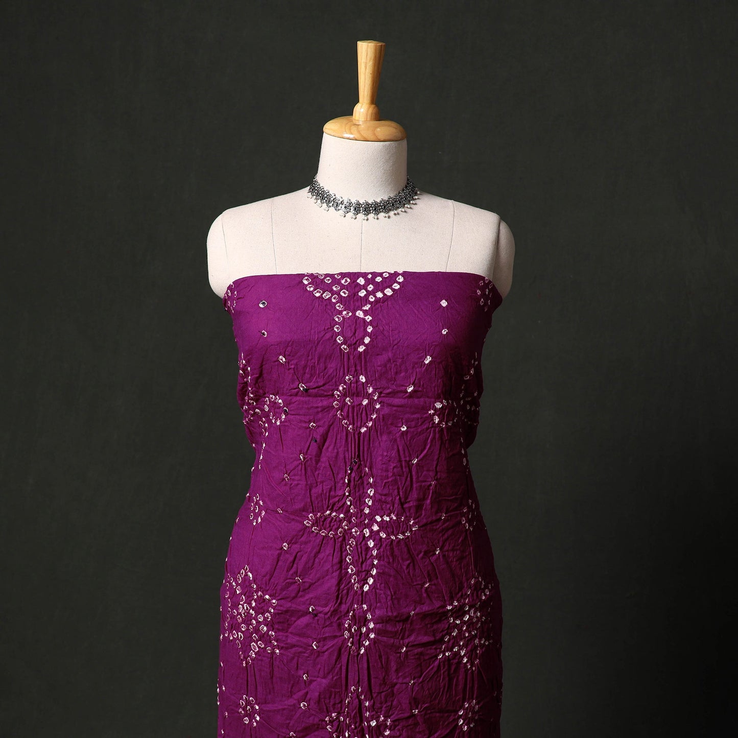 Kutch tie-dye satin cotton bandhani 3pc unstitched dress