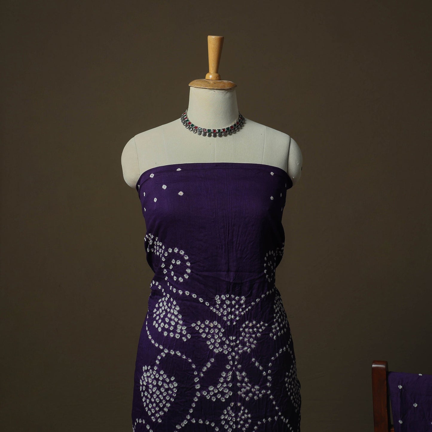 Kutch tie-dye satin cotton bandhani 3pc unstitched dress