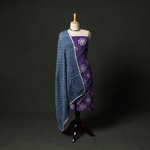 Kutch tie-dye satin cotton bandhani 3pc unstitched dress