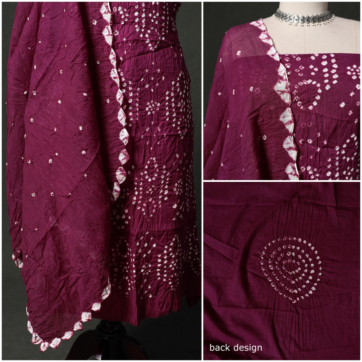 Kutch tie-dye satin cotton bandhani 3pc unstitched dress