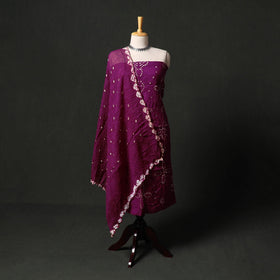 Kutch tie-dye satin cotton bandhani 3pc unstitched dress