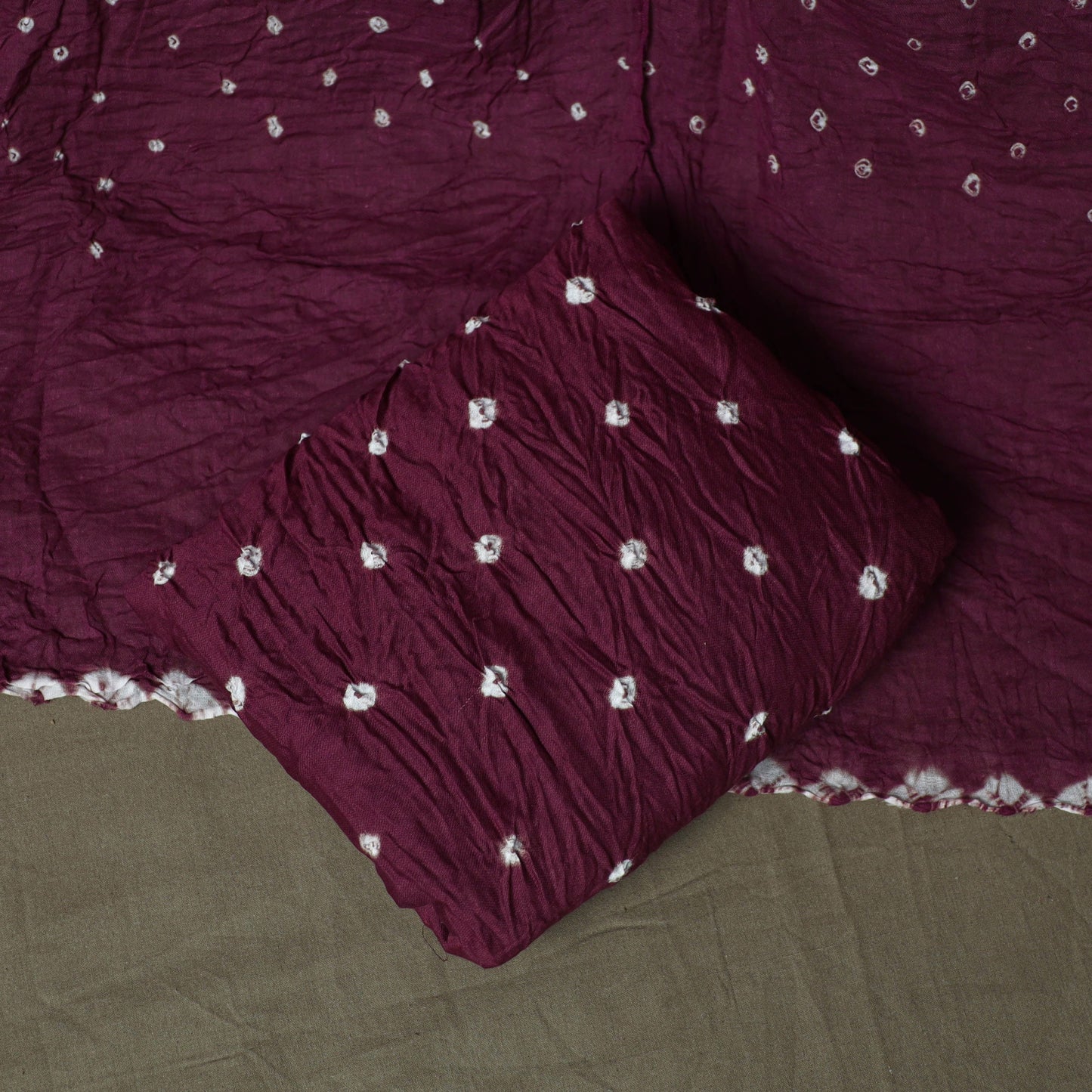 Kutch tie-dye satin cotton bandhani 3pc unstitched dress