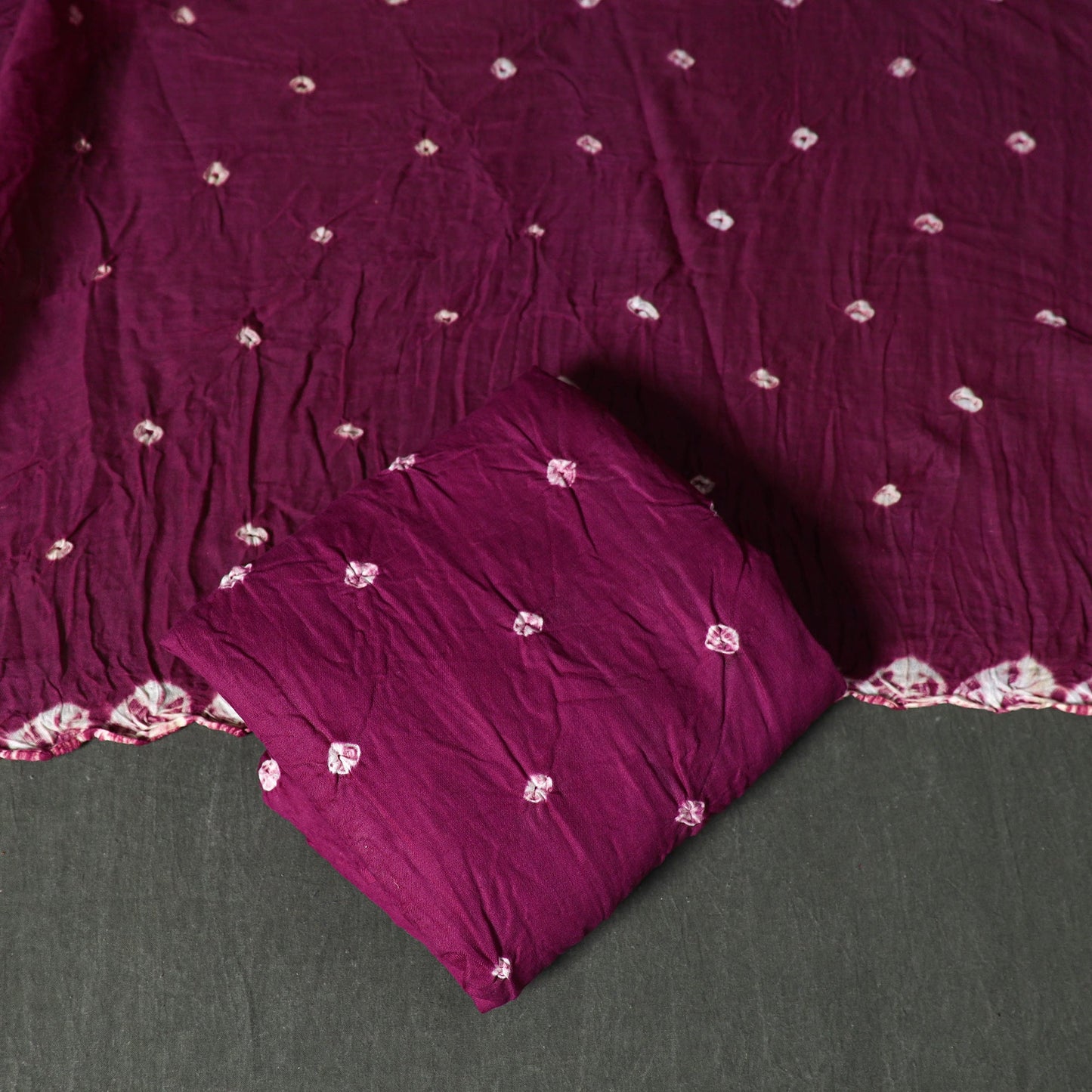 Kutch tie-dye satin cotton bandhani 3pc unstitched dress